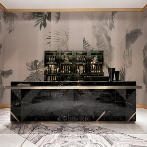 2019新款餐厅吧台 港式岛台 轻奢中岛 后现在简约酒吧桌 镀金定做