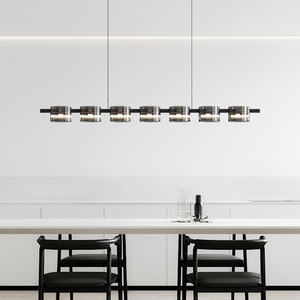 意式极简餐厅灯现代简约吧台北欧设计师高端创意烟灰玻璃长条吊灯