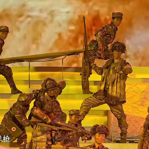 情景舞台剧保卫黄河新四军铜雕演出服出租八路军涂染铜人服装租赁