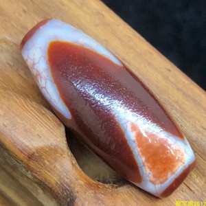 藏传红肉虎牙虎纹天珠 至纯老矿配饰 菩提佛珠手串顶珠多宝串配珠