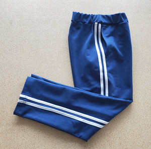 蓝色春夏二道杠学生校服裤子小学初高中宝蓝色薄款校裤男女运动裤