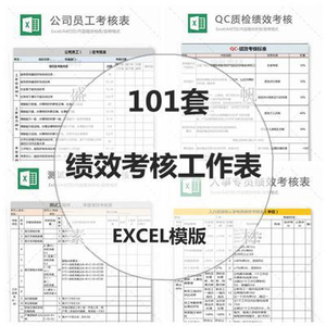 绩效考核工作表公司企业人事人力办公部门经理员工EXCEL考评表格