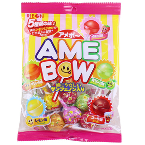 日本进口零食RIBON理本 利邦AMEBOW水果味棒棒糖120g袋装儿童糖果