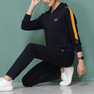 城德美春秋新款女士运动休闲服时尚连帽跑步运动套女健身大码套装
