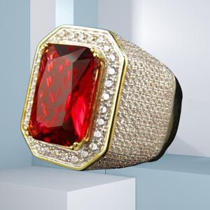 时尚爆款个性霸气高品质纯铜红宝石欧美大牌豪华满钻镶钻男戒指