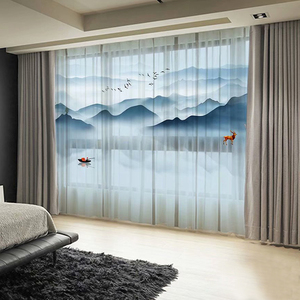 新中式山水窗帘