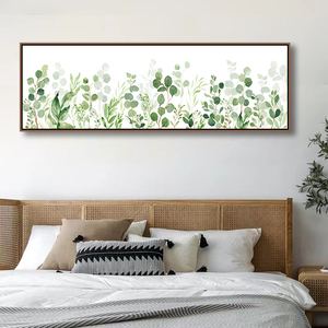 北欧ins卧室床头挂画 客厅沙发背景墙装饰画简约绿植壁画横幅长条