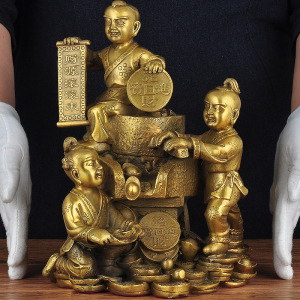 招财童子善财童子像家居客厅装饰摆件铜工艺品神像乔迁商务礼品