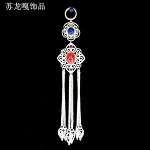 00qulirongcom淘宝蒙古袍胸挂扣子挂饰前襟装饰仿银双扣挂坠金属