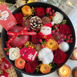 圣诞节苹果礼盒玫瑰花束草莓水果成品鲜花速递同城配送女友全国店