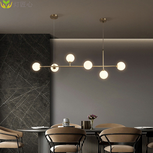 全铜北欧长条餐厅魔豆吊灯设计师个性吧台灯现代简约餐桌玻璃灯具
