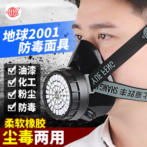防毒面具上海跃丰地球牌2001口罩喷漆专用防粉尘活性炭单罐半面罩