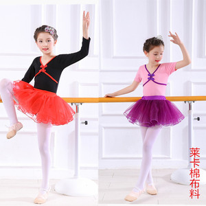 女孩舞蹈衣公主蓬蓬裙女童拉丁舞练功服儿童芭蕾舞纱裙演出服短袖