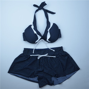 欧美孤品抹胸性感bikini 花式系带聚拢比基尼沙滩 泳衣套装