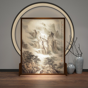 新中式实木移动屏风隔断遮挡客厅穿堂玄关古风禅意中国风山水座屏