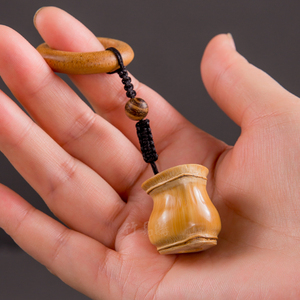 天然手工精工打磨罗汉竹手把件挂件摆件茶宠金钱袋文玩收藏竹易购