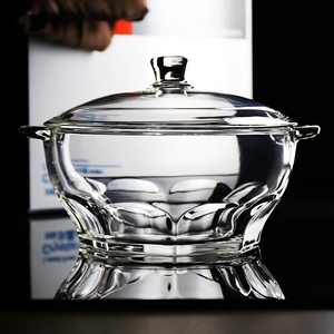 钢化玻璃碗微波炉加热专用器皿带盖泡面碗汤碗沙拉盆耐热玻璃汤煲