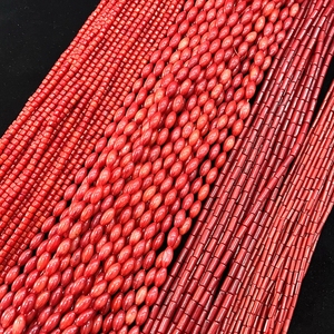 海竹染色珊瑚大红色散珠DIY手链饰品米珠古风汉服头饰婚庆材料