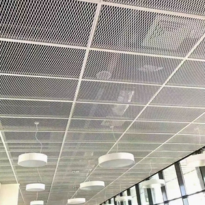 定制铝网板幕墙铝合金拉申网格菱形孔天花吊顶金属拉网铝板工艺
