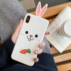新款可爱卡通小兔子iphone xs max手机壳苹果x手机套8plus可挂绳7p女