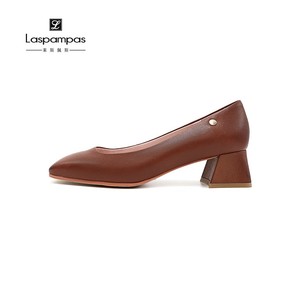 Laspampas/莱斯佩斯2023年新品专柜同款女鞋舒适羊皮中跟花皮单鞋