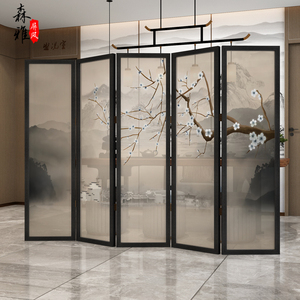 折叠屏风隔断山水画