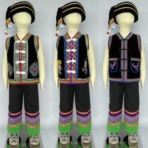 新彝族演出服装男童套装 苗族小马甲 少数民族服装火把节壮族服饰
