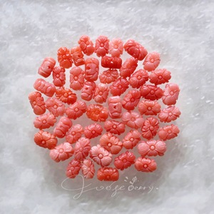 【醋栗】天然深海有机宝石橘粉红色精工四瓣小花背云多宝可爱配饰