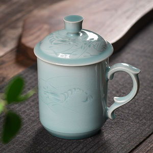 李茂林高档手工茶杯青瓷老板办公杯会议泡茶杯子单个主人专用茶杯