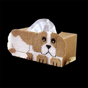 caoruse淘宝立体绣纸巾盒材料十字绣塑料网片网格绣板三心狗旺财款0