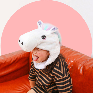 小马独角兽动物头套表演拍照道具抖音ins少女毛绒卡通可爱头饰帽