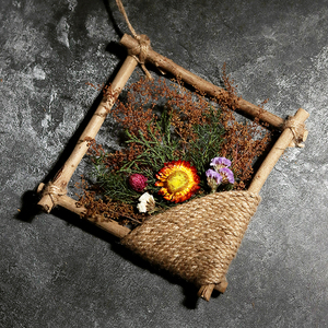 手工制作干树枝饰品墙上原木墙壁装饰壁挂麻绳装饰品天然干花挂饰