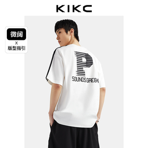 kikc2024夏季新款短袖T恤休闲宽松简约字母印花潮流青年男生上衣
