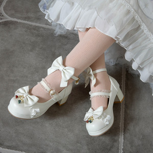 lolita粗跟日系配裙子鞋子甜美原创lo娘洛丽塔jk仙女风圆头高跟鞋