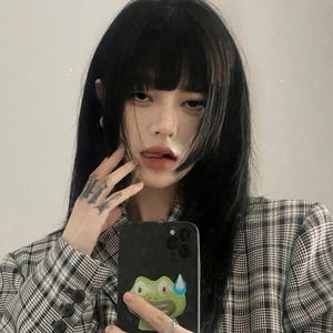 假发女长直发网红时尚自然公主切软妹黑色姬发长发全头套