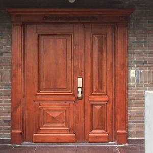 别墅大门双开门对开子母实木大门玻璃新中式防盗入户门原木进户门