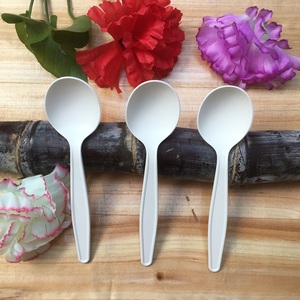 环保一次性勺子 玉米淀粉生物基可降解分解塑料汤勺 餐馆圆头勺