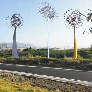 大型风动雕塑户外艺术不锈钢风力雕塑广场景观创意风动力风车装置
