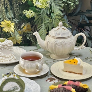 法式复古奶油色浮雕陶瓷咖啡杯碟英式宫廷奢华精致下午茶茶具套装