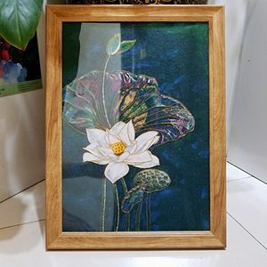 手工景泰蓝掐丝珐琅彩荷花莲花壁画