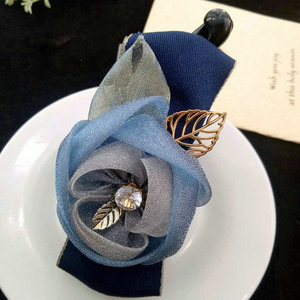 绢纱花朵香蕉夹布艺11厘米竖夹女士马尾夹甜美优雅发卡子头花新款