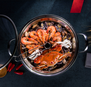 振能304不锈钢加厚蒸汽火锅 煮汤锅平底锅桑拿锅复合底电磁炉家用