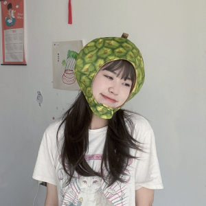 日韩风搞怪创意ins少女心水果榴莲头套帽子拍照表演头饰直播道具