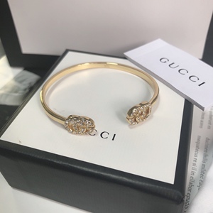 专柜正品gucci/古驰秋新款双g字母手环女复古金色细钻手镯手饰女
