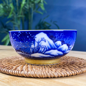 景德镇手绘雪景山水茶杯陶瓷主人杯单杯青花瓷家用