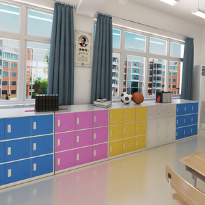 幼儿园书包柜学生教室彩色带锁铁皮柜小柜子宿舍收纳更衣柜储物柜