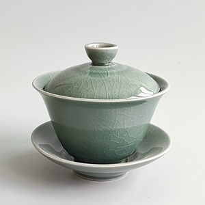 陶瓷盖碗家用功夫茶具茶碗茶杯套装单个三才盖杯哥窑汝瓷开片泡茶