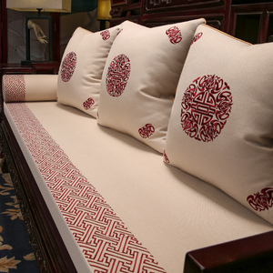 中式古典红木沙发垫套罩靠垫实木沙发坐垫海绵垫硬厚罗汉床五件套
