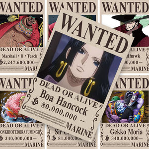 海贼王通缉令海报 动漫女帝汉库克鹰眼七武海海贼王贴纸明信片