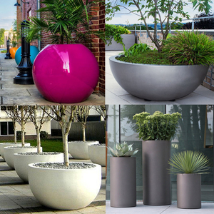 玻璃钢圆形花盆成品花池球形花器庭院特大花坛大型花钵花缸定制